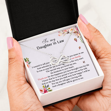 iWow Infinity Heart Necklace - to My Daughter-in-Law - Thank You for The Happiness Forever Love Pendant White Gold Plated Women Gift for Mother's Day, On Christmas, Birthday & Valentine's Day